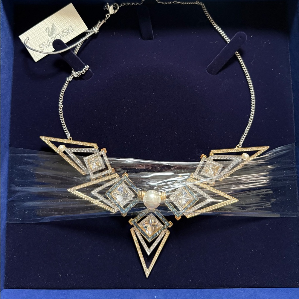 Swarovski Gold & Silver Crystal Statement Necklace